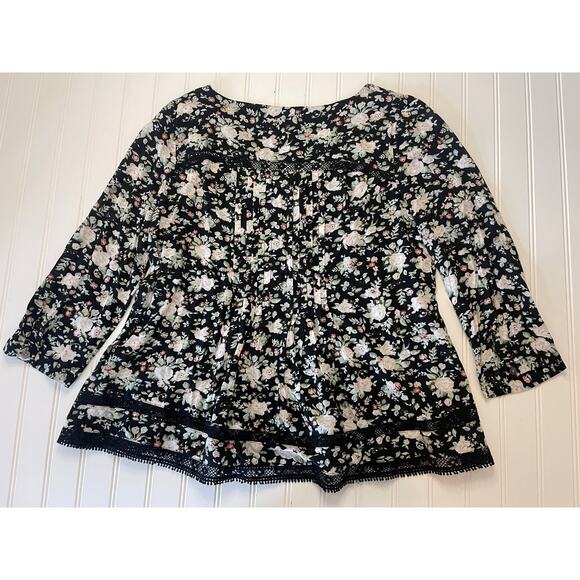 Anthropologie Maeve Celyn Floral Lace Peasant Top Blouse Flowy Size Womens 10 - Picture 10 of 11